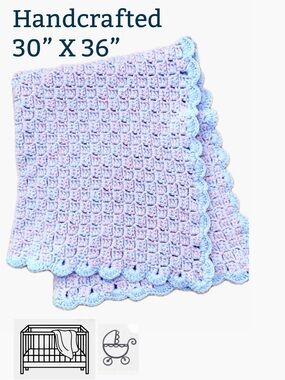 Beautiful Blue Textured Basketweave
Crochet Baby Afghan (30" x 36"')